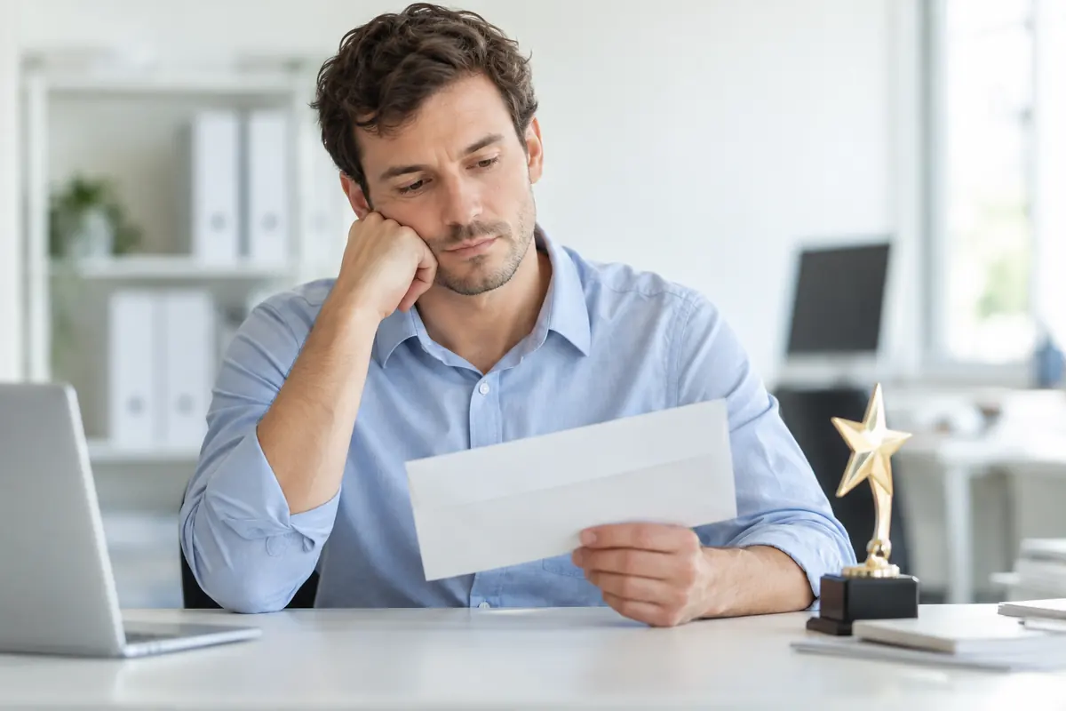 Woman looking worried while studying bills and an empty wallet