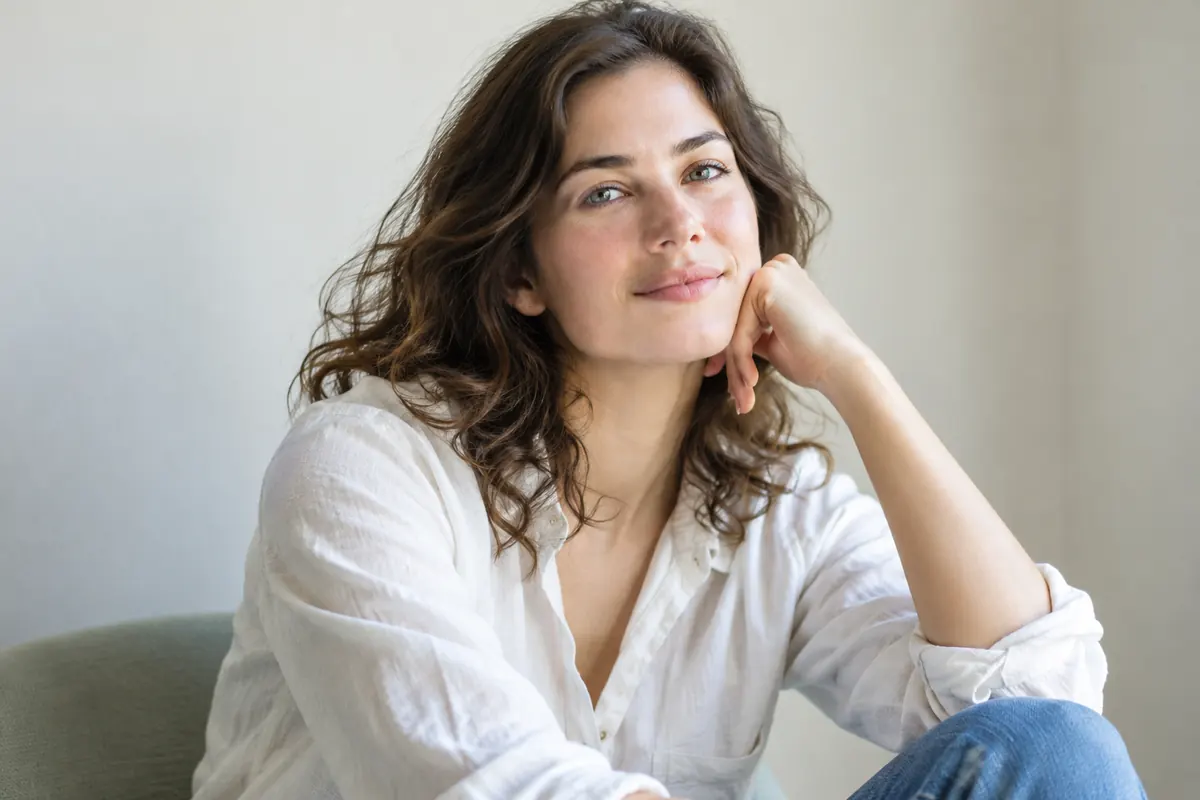 Woman politely holding up her hand to refuse more office work